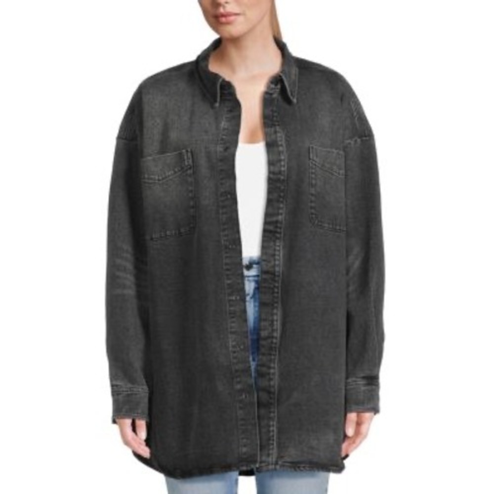 GOOD AMERICAN Oversized Denim Shirt Jacket Black Wash Women (GA 5/6) Sz 1X/2X